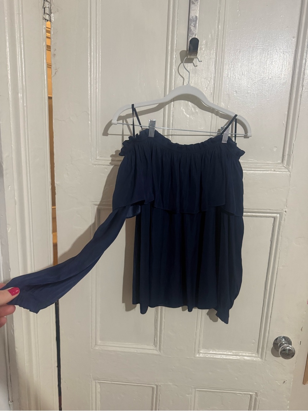 Lilly Pulitzer Navy Blue Off-Shoulder Ruffle Camisole
